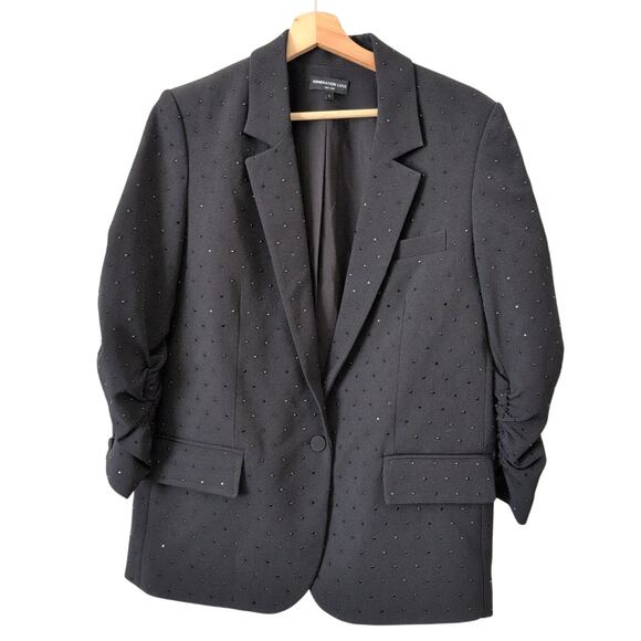Generation Love Jackets & Blazers - Generation Love Womens Crystal Rhinestone Blazer Jacket Large Black Holiday $595